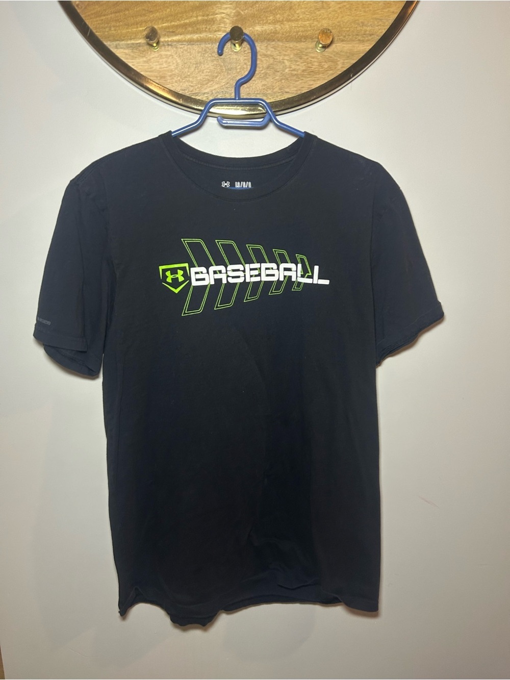 Under Armour Black Short-Sleeve Baseball Tee with Neon Green Graphic